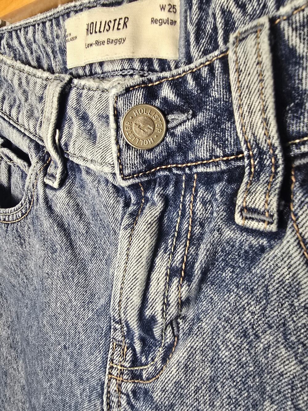 Hollister Low Rise Baggy Jeans Womens W25 Regular Blue Wide Leg Denim Y2K